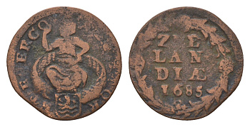 Нидерланды, Голландская республика, Зеландия 1 дуит 1685 KM 55 медь 4627-617