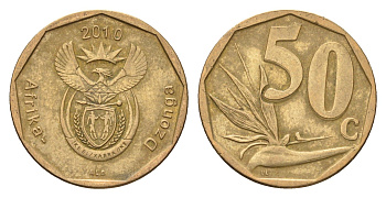 ЮАР 50 центов 2010 Зантедеския Эллиота (калла), герб, год-тип KM 496 сталь плакированная бронзой 4687-742