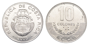 Коста-Рика 10 колонов 2005 KM 228b алюминий UNC 4642-911