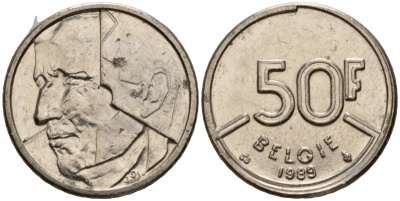 Бельгия 50 франков 1989 Belgie, Бодуэн I (1951-1993) KM 169 никель 4601-122