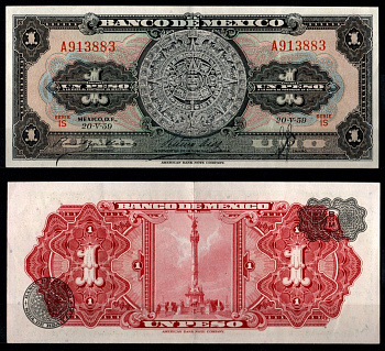 Мексика 1 песо 1959 Pick 59 f бумага 7198-9-4-2