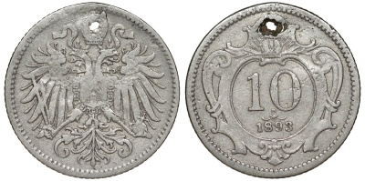 Австрия 10 геллеров 1893 KM 2802 никель 4174-148