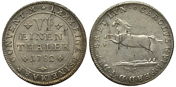 Брауншвейг-Вольфенбюттель 1/6 талера 1782 МС, вес 5,09 гр., КМ 1001 серебро 413-2124