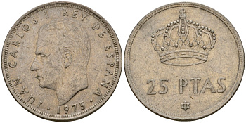 Испания 25 песет 1975 (79) Хуан Карлос I (1975-2014) KM 808 медно-никель 110-625