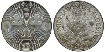 Швеция 100 крон 1985 Карл XVI Густав (1973- ), Международный год защиты лесов KM 866 серебро UNC 3460-825