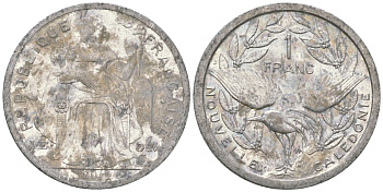 Французская Новая Каледония 1 франк 2018 птица кагу, (IEOM) KM 10, Schoen 10 алюминий 54-1344