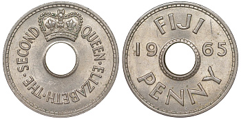 Фиджи 1 пенни 1965 Елизавета II (1952- ) KM 21 медно-никель 51-2925