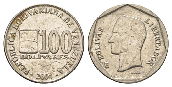 Венесуэла 100 боливаров 2004 Симон Боливар Y 83 сталь плакированная никелем 4605-154