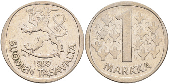 ФИНЛЯНДИЯ 1 МАРКА 1989 M KM 49а медно-никель 4556-826