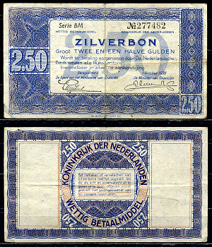 Нидерланды 2 1/2 гульдена 1938 Pick 62 бумага 7198-2-2-1