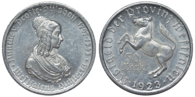 Германия, Вестфалия 50 марок 1923 северный Рейн-Вестфалия, нотгельд, дама алюминий 4123-134