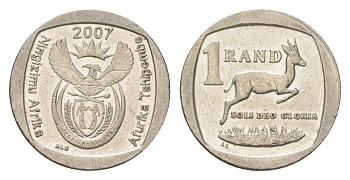 ЮАР 1 ранд 2007 KM 344 медь плакированная никелем 4627-462