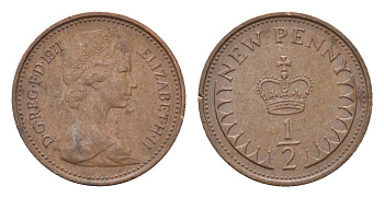 Великобритания 1/2 пенни 1971 Елизавета II (1952-2022) KM 914, Spink 4239 бронза 4697-864
