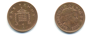 Великобритания 1 пенни 2005 Елизавета II (1952-2022) KM 986, Spink 4710 (B5) сталь плакированная медью 177-561
