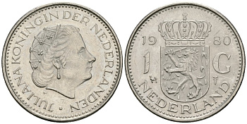 Нидерланды 1 гульден 1980 Юлиана (1948-1980) KM 184a никель UNC 4579-614