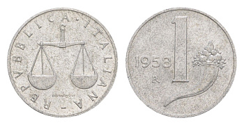 Италия 1 лира 1958 R KM 91 алюминий 4547-1062