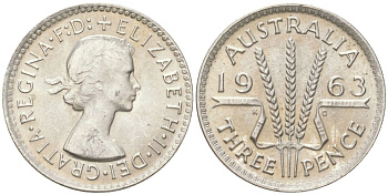Австралия 3 пенса 1963 Елизавета II (1952-2022) KM 57 серебро 4623-122