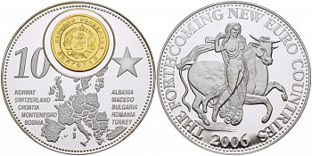 НИДЕРЛАНДЫ МЕДАЛЬ 2006 СЕРИЯ МОНЕТА НА МЕДАЛИ, БОЛГАРИЯ, СЕРЕБРЕНИЕ, ДИАМЕТР 40 ММ., ВЕС 31 ГР.СЕРТИФИКАТ медно-никель PROOF 01-150-23