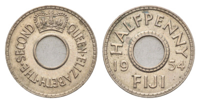 Фиджи 1/2 пенни 1954 Елизавета II (1952-2022), год-тип KM 20 медно-никель aUNC 4669-533