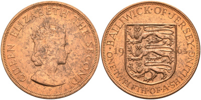 Джерси 1/12 шиллинга 1964 Елизавета II (1952-2022) KM 21 бронза aUNC 4367-313