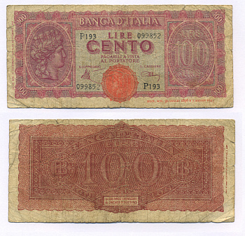 Италия 100 лир 1944 Pick 75a 7146-17-3-1