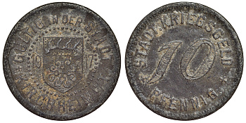 Германия, Кирххайм-унтер-Тек 10 пфеннигов 1917 Баден-Вюртемберг, нотгельд Funck 244.4a железо 4119-945