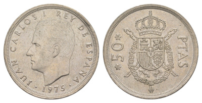 Испания 50 песет 1975 (78) M, Хуан Карлос I (1975-2014) KM 809 медно-никель 4645-643