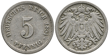 ГЕРМАНИЯ 5 ПФЕННИГОВ 1894 D KM 11, J. 12 медно-никель 39-661