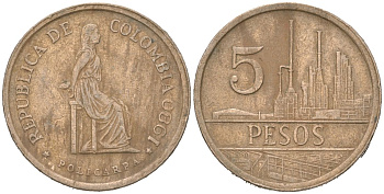 Колумбия 5 песо 1980 KM 268 бронза 4176-312