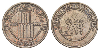 Нидерланды жетон в 2 далера 1995 750 лет, диаметр 30 мм, вес 9 гр медно-никель 4653-936