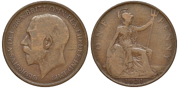 Великобритания 1 пенни 1911 Георг V (1910-1936) KM 810, Spink 4051 бронза 4165-714