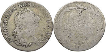 ПРУССИЯ 1/3 ТАЛЕРА 1772 В, ФРИДРИХ II (1740-1786) КМ 303 серебро 4391-317