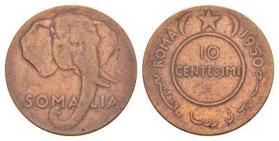 Сомали 10 чентезимо 1950 KM 3 медь 4654-525
