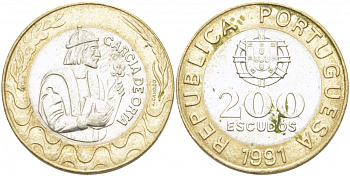 Португалия 200 эскудо 1991 Гарсия Де Орта (1501-1568) KM 655 биметалл 4403-1036