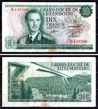Люксембург 10 франков 1967 Pick 53 a бумага 6312-48-1-1