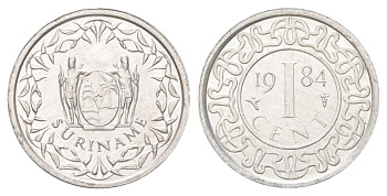 Суринам 1 цент 1984 редкий год KM 11a алюминий UNC 4625-256