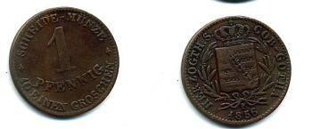 САКСЕ-КОБУРГ-ГОТА 1 ПФЕННИГ 1856 медь 62-2769