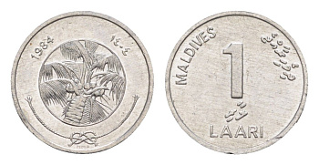 Мальдивские острова (Мальдивы) 1 лари 1984 KM 68 алюминий UNC 4649-217
