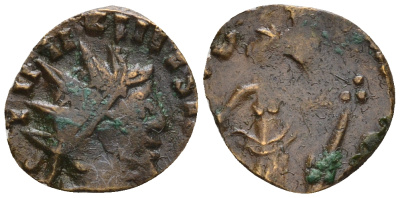 Римская Империя, императоры в Галлии антониниан 272 Тетрик, IMP C TETRICVS P F AVG, бюст императора / PAX AVG, Пация, персонификация Мира, локальная чеканка в Галлии RIC 100 биллон 1073-25-57