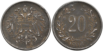 Австрия 20 геллеров 1916 KM 2826 железо 4575-411