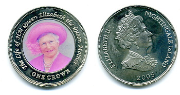 О-ВА НАЙТИНГЕЙЛ 1 КРОНА 2005 ЕЛИЗАВЕТА II KM 61-1031