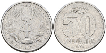 ГДР 50 пфеннигов 1958  KM 12.1 алюминий    4161-712