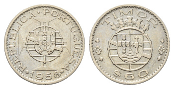 Португальский Тимор 60 сентаво 1958 год-тип KM 12 медь цинк никель 4669-745