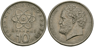 Греция 10 драхм 1976 Демокрит KM 119 медно-никель 4120-521
