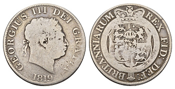 Великобритания 1/2 кроны 1819 Георг III (1760-1820) KM 672, Spink 3789 серебро 443-1525