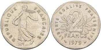 Франция 2 франка 1979 KM 942.1 никель 63-255