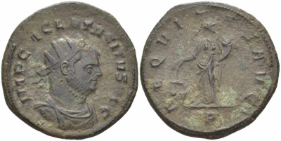 Римская Империя аврелианиан 275 Тацит AEQVITAS AVG Сисция Very fine RIC 181 var бронза 1073-16-115