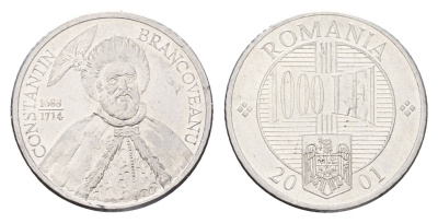 Румыния 1000 лей (леев) 2001 Константин Брынковяну (1654-1714) KM 153 алюминий 3459-747