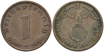 Германия 1 рейхспфенниг 1939 A KM 89, J. 361 бронза 4147-1133