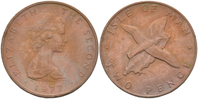 ОСТРОВ МЭН 2 ПЕНСА 1977 KM 34 бронза 4591-311